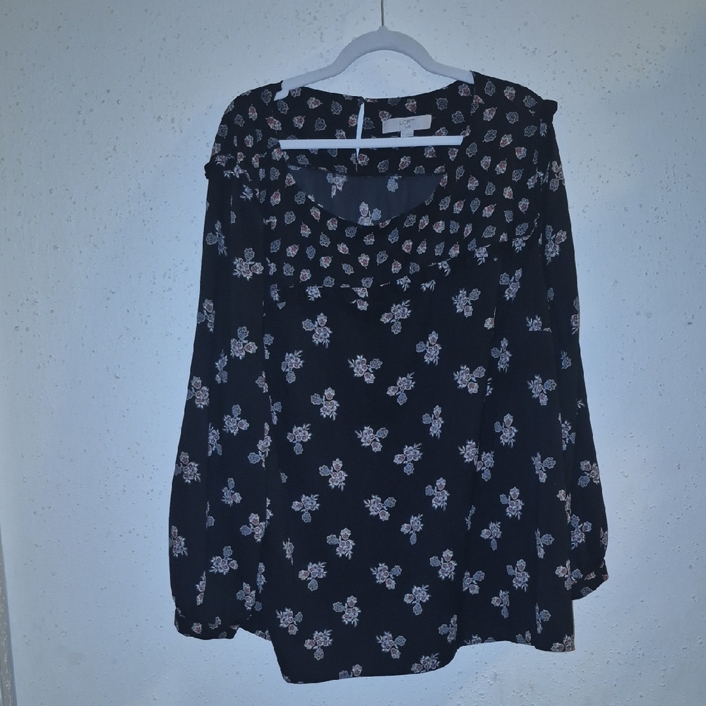 LOFT Black Floral Blouse